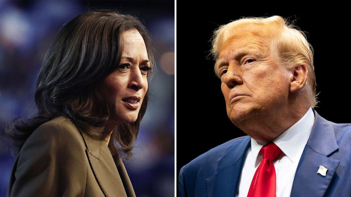 <i>Getty Images via CNN Newsource</i><br/>A new television ad from former President Donald Trump’s campaign deletes key words from two separate quotes to deceptively attack Vice President Kamala Harris.