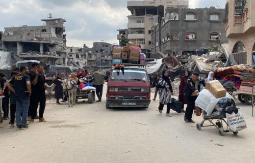 Palestinians migrate toward areas they believe to be safer as the Israeli army intensifies its attacks in Jabalya on Sunday.