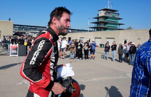 Keanu Reeves at the Indianapolis Motor Speedway on Saturday.