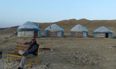 The couple took a trip to the Aral Sea