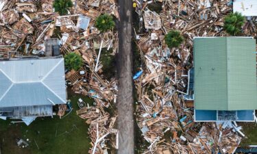 Damaged houses seen after Hurricane Helene made landfall in Horseshoe Beach