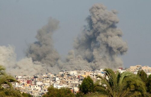 Smoke billows after an Israeli strike on a village near the southern Lebanese city of Tyre on September 29.