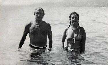 Pablo Picasso (left) and Dora Maar (right) at Golfe-Juan