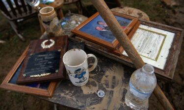 Terry Wilson's keepsakes lay September 30 outside his mother's home in Old Fort