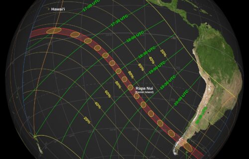 A global map shows the path of the annular solar eclipse on October 2.