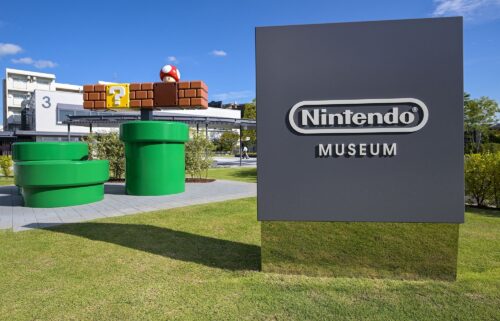 The courtyard of the new Nintendo Museum is pictured.