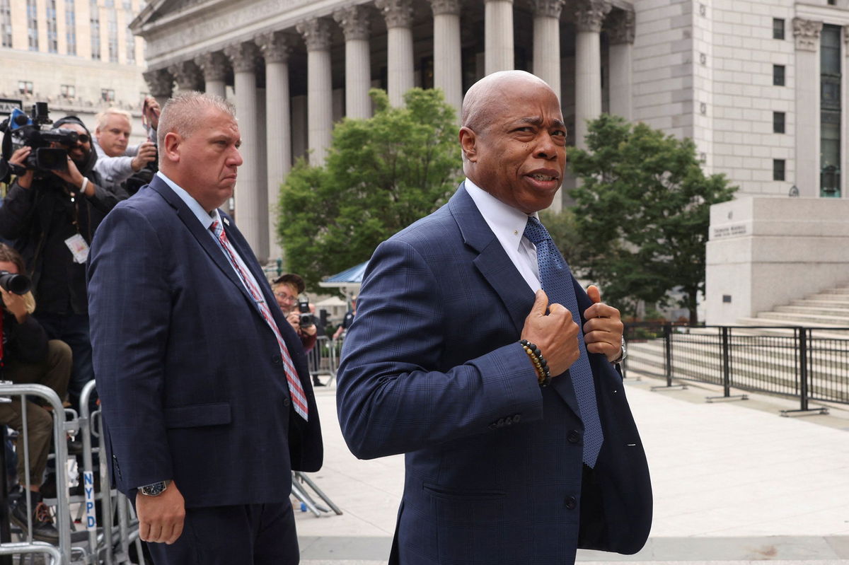 <i>Caitlin Ochs/Reuters via CNN Newsource</i><br/>New York City Mayor Eric Adams arrives on at federal court in New York City.