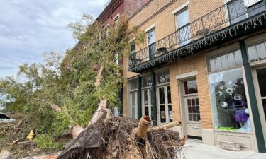 Trees were torn from the sidewalk in downtown Augusta after the city saw about four months’ worth of rain in just two days