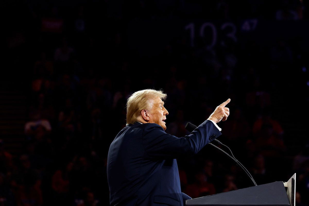 <i>Chip Somodevilla/Getty Images via CNN Newsource</i><br/>Former President Donald Trump speaks at a rally in Reading