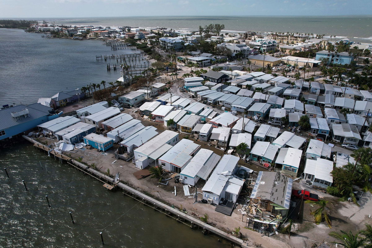 <i>Rebecca Blackwell/AP via CNN Newsource</i><br/>Mobile homes damaged by Hurricane Milton