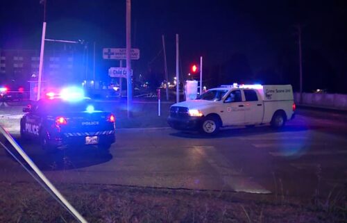 Police work at the scene of a shooting at a party in Oklahoma City on Saturday