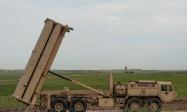 This US military file photo shows a US Army Terminal High Altitude Area Defense launching station in Israel in March 2019.  The US will send an advanced anti-missile system — and US troops to operate it — to Israel.