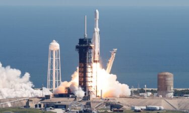 A SpaceX Falcon Heavy rocket is launched for the Europa Clipper mission to study one of Jupiter's 95 moons