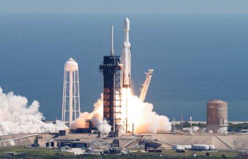 A SpaceX Falcon Heavy rocket is launched for the Europa Clipper mission to study one of Jupiter's 95 moons