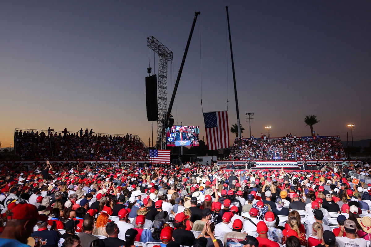 <i>Mike Blake/Reuters via CNN Newsource</i><br/>A man was arrested on state gun charges near Donald Trump’s rally in California