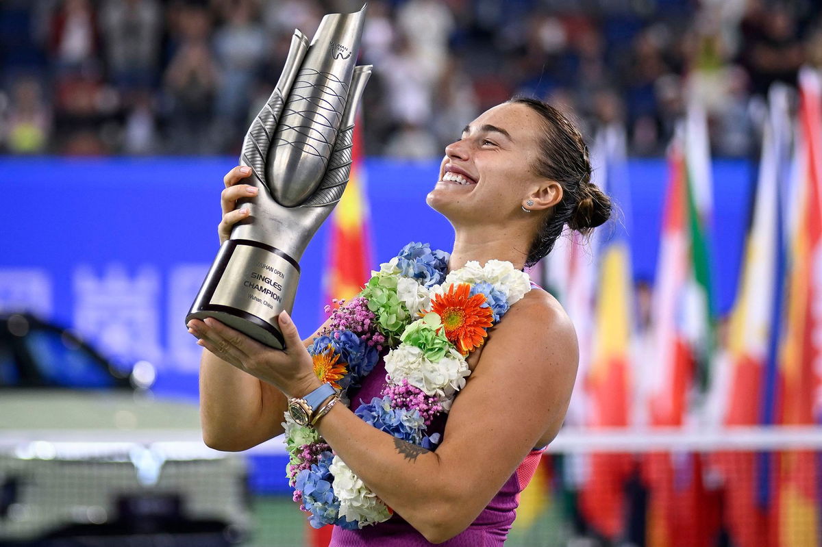 <i>Wang Zhao/AFP/Getty Images via CNN Newsource</i><br/>Aryna Sabalenka remains undefeated in Wuhan.