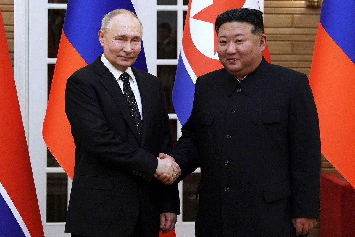 <i>Gavriil Grigorov/Sputnik/Pool/Reuters via CNN Newsource</i><br/>Russia's President Vladimir Putin visited North Korea's leader Kim Jong Un in June