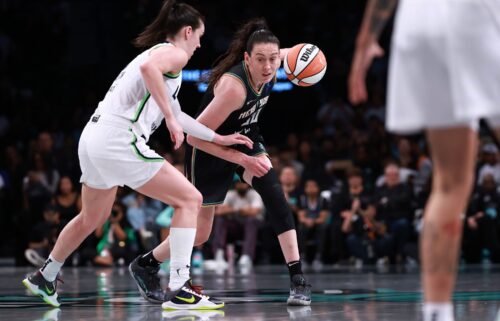 Stewart dribbles the ball against the Minnesota Lynx during Game 2 of the WNBA Finals.