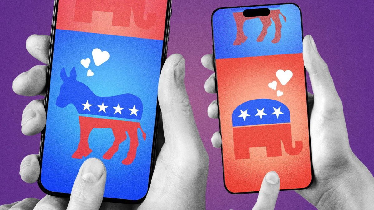 <i>photo illustration by Alberto Mier/CNN via CNN Newsource</i><br/>Many dating apps have introduced features that make it easier for users to match with potential partners based on their politics in the run-up to the election.