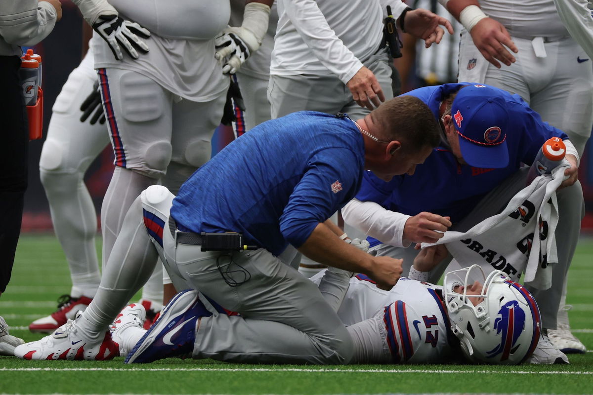 <i>Thomas Shea/USA Today Sports/Reuters via CNN Newsource</i><br/>Josh Allen lies on the field after being tackled in the Bills game against the Texans. Neuroscientist Chris Nowinski has said he wants the NFL to investigate the apparent head injury suffered by Buffalo Bills quarterback Josh Allen during Sunday’s defeat to the Houston Texans.