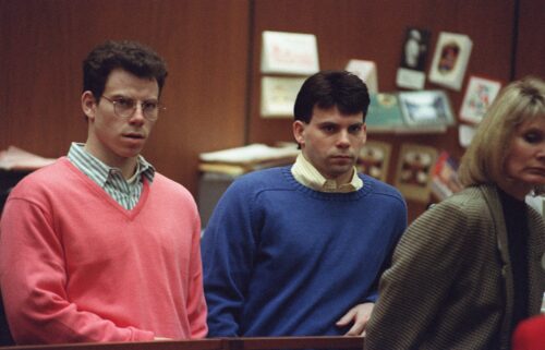 Erik Menendez (L) and his brother Lyle (R) listen during a pre-trial hearing