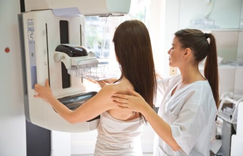 Most women should receive a mammogram beginning at 40 every other year until they reach 74.