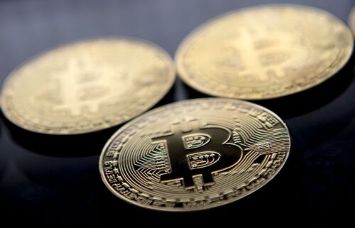 Gold plated souvenir Bitcoin coins.