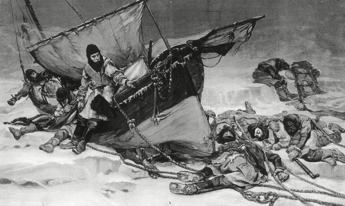 <i>Historia/Shutterstock via CNN Newsource</i><br/>An engraving shows the end of Sir John Franklin's ill-fated Arctic expedition based on a painting by British artist W. Thomas Smith exhibited in the Royal Academy in 1896.