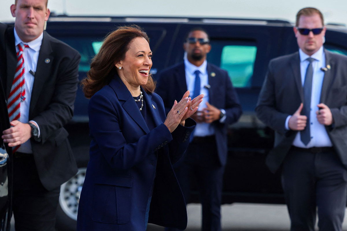 <i>Charly Triballeau/AFP/Getty Images via CNN Newsource</i><br/>Vice President Kamala Harris