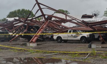 The St. Lucie County Sheriff's Office was damaged in Fort Pierce as Hurricane Milton crossed into Florida. Parts of the building collapsed on a department patrol pickup truck.