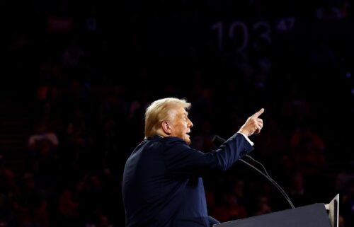 Republican presidential nominee former President Donald Trump delivers remarks at a campaign rally in Reading