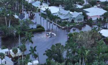 Flood waters inundated a neighborhood after Hurricane Milton came ashore on October 10 in Punta Gorda