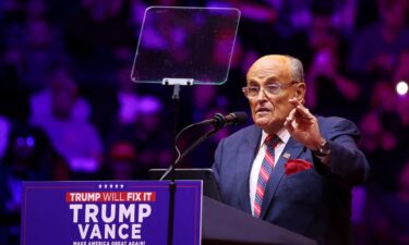 Former mayor of New York City and former Trump lawyer Rudy Giuliani speaks during a rally for Republican presidential nominee and former U.S. President Donald Trump at Madison Square Garden