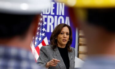 Vice President Kamala Harris speaks in Hemlock