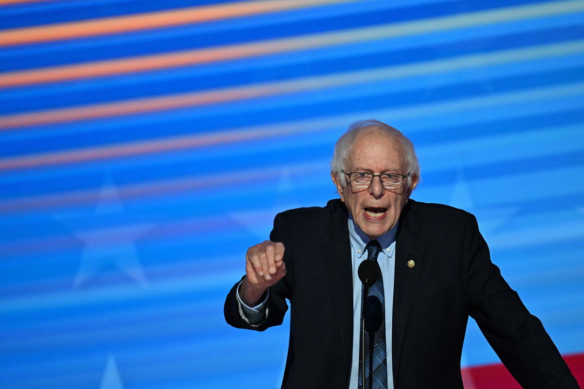 <i>Bernadette Tuazon/CNN/File via CNN Newsource</i><br/>Sen. Bernie Sanders speaks at the 2024 Democratic National Convention in Chicago on August 20.