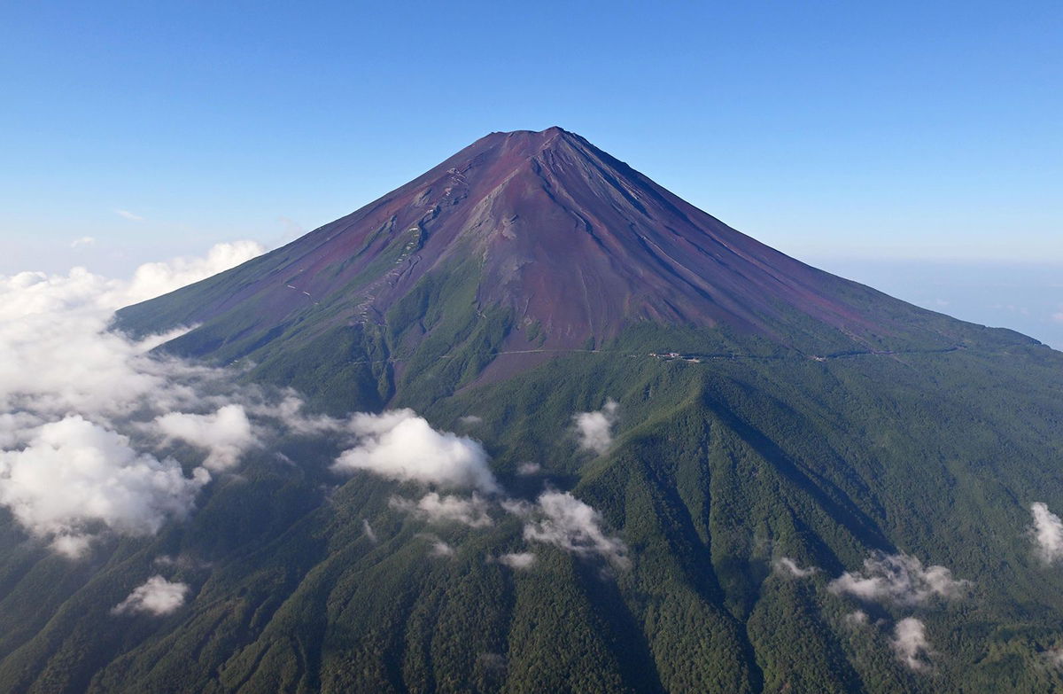 <i>Stringer/Kyodo News/Getty Images via CNN Newsource</i><br/>This aerial view shows Mt. Fuji