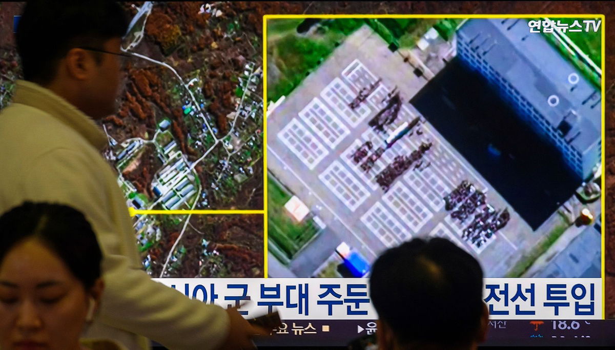 <i>Kim Jae-Hwan/SOPA/Sipa/AP via CNN Newsource</i><br/>A TV at Yongsan Railway Station in Seoul shows a satellite image of Russia's Ussuriysk military facility