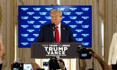 Former President Donald Trump addresses reporters at his Mar-a-Lago resort in Palm Beach