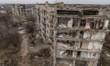 Residential buildings are destroyed by shelling in Izyum