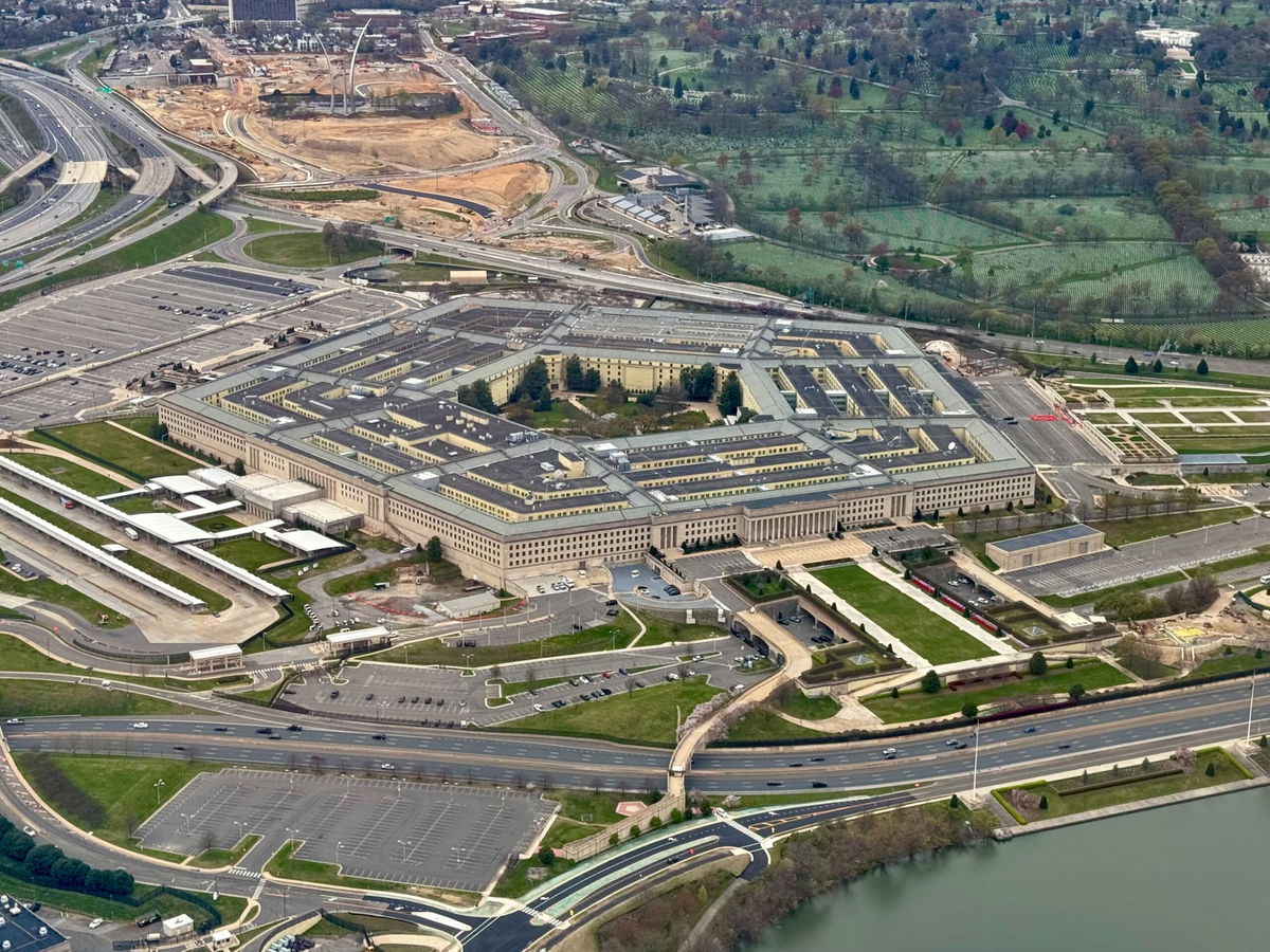 <i>Daniel Slim/AFP/Getty Images via CNN Newsource</i><br/>Aerial view of the Pentagon on March 31