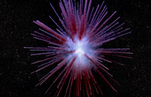 Filaments radiate away from a “zombie star” the explosion created.