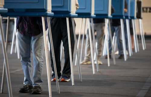 Voters cast their ballots during Michigan's early voting period on October 29