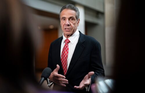 Former Gov. Andrew Cuomo speaks to reporters following a closed-door interview with the House Oversight and Accountability Subcommittee on Coronavirus Pandemic on Capitol Hill