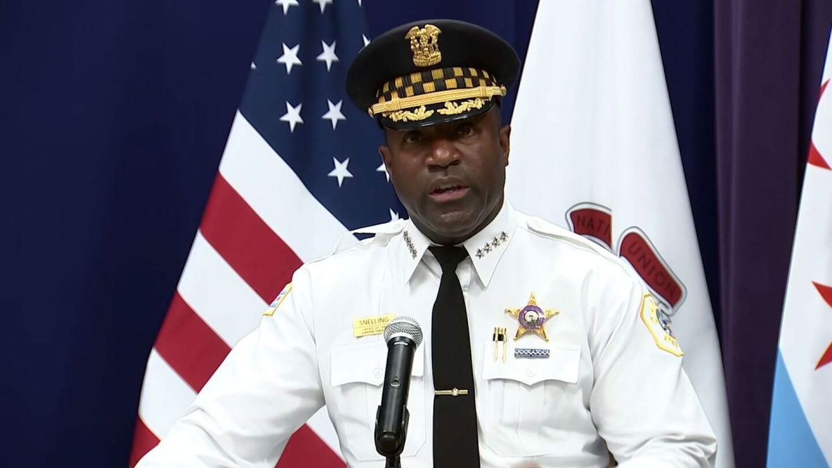 <i>WBBM via CNN Newsource</i><br/>Chicago Police Department Chief Larry Snelling speaks during a news conference in Chicago on October 31