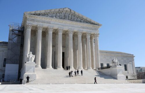 People leave the US Supreme Court on February 21 in Washington