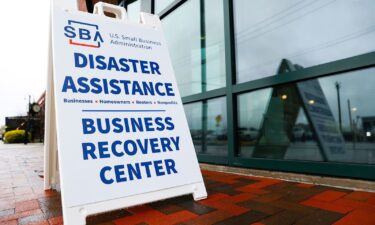 A sign for a Small Business Administration business recover center following the collapse of the Francis Scott Key Bridge April 2 in Baltimore.