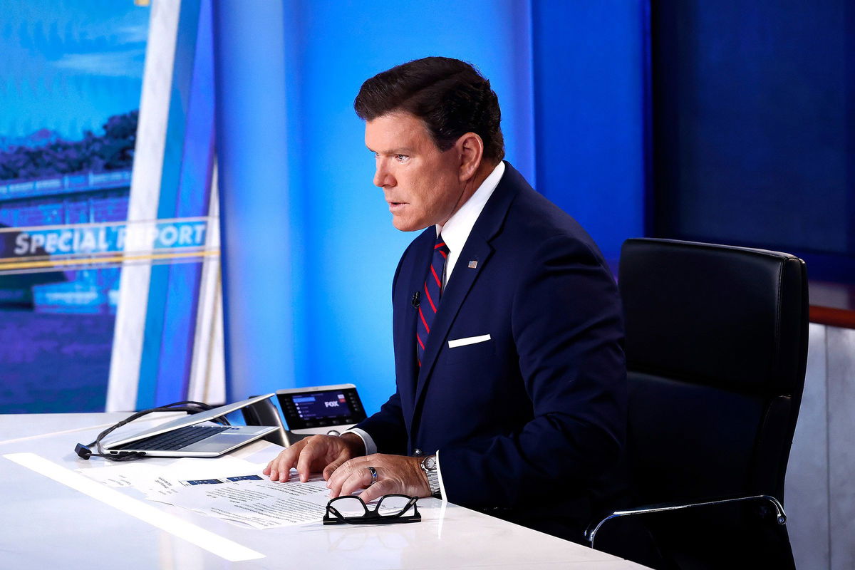 <i>Paul Morigi/Getty Images via CNN Newsource</i><br/>Fox News anchor Bret Baier is seen during a taping of 