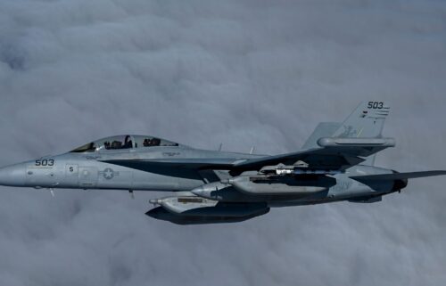 This September 25 photo shows a US Navy EA-18G Growler aircraft.