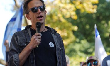 Columbia University professor Shai Davidai speaks at a pro-Israel rally in the Manhattan borough of New York City on October 6.