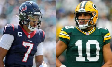 C.J. Stroud (left) and Jordan Love (right) will face off when the Houston Texans and Green Bay Packers play on Sunday.